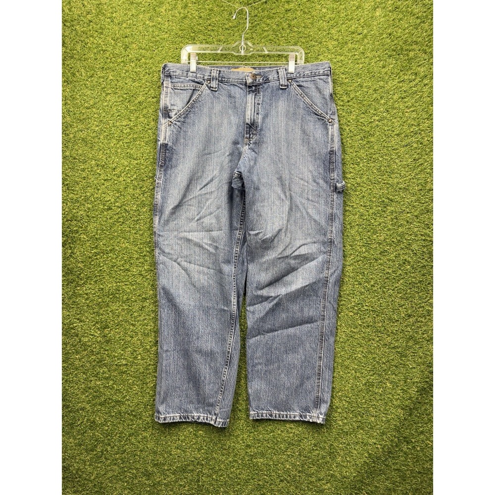 Lee Dungarees Carpenter Jeans Mens 38x30 Light Wash Denim Workwear Baggy Y2K